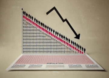 an artful graphic showing population decline in Youngstown, Ohio
