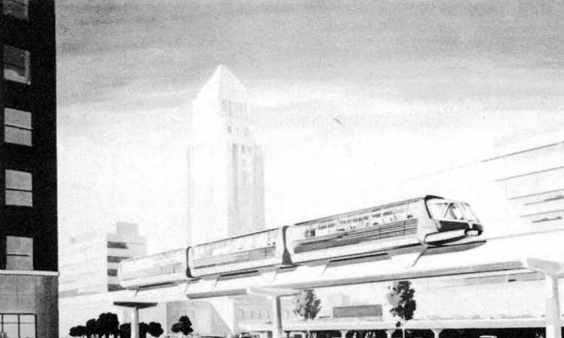 drawing of public passenger train elevated
